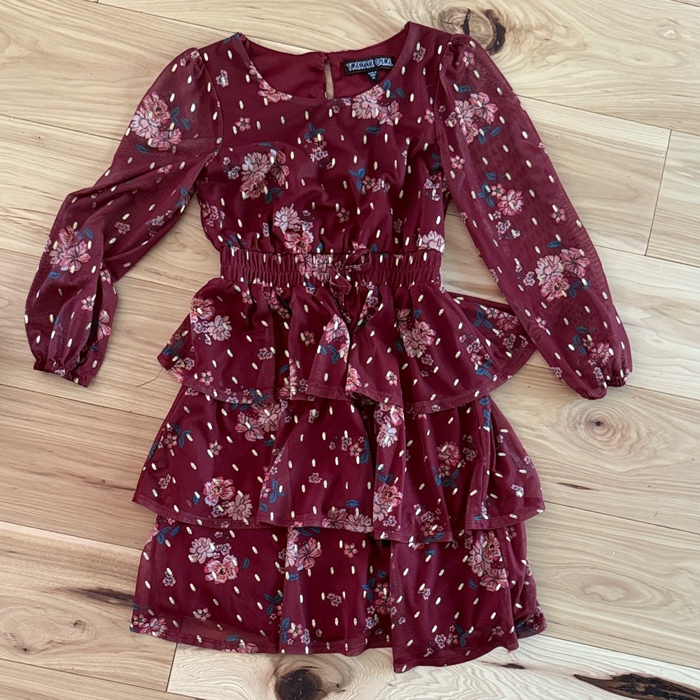 Trixxi Burgundy Floral Dress